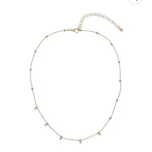 Gold crystal dangle necklace